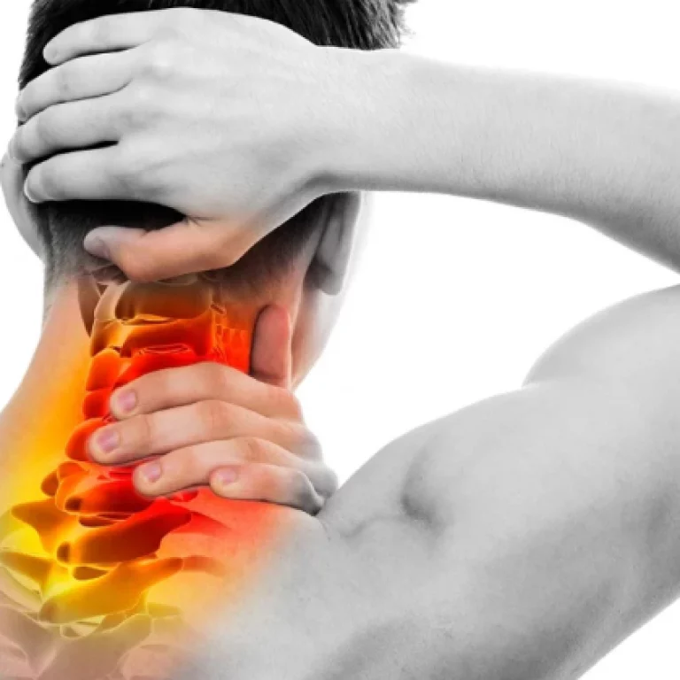 Person holding neck in pain, illustrating cervical spondylitis