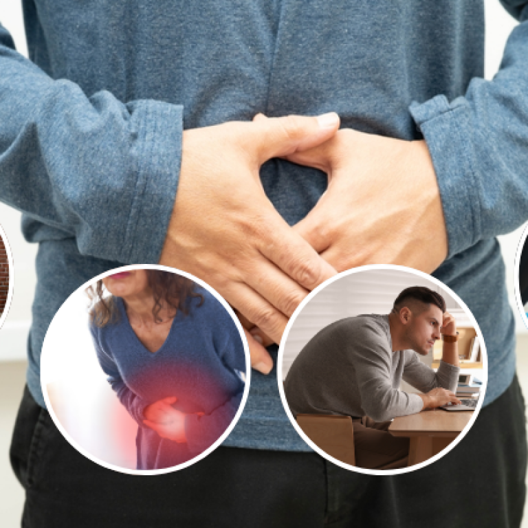 This image highlights key factors and activities related to navel displacement (nabhi displacement): Heavy lifting without proper technique (top-left): Improper posture during lifting can strain the abdominal muscles and lead to navel misalignment. Abdominal pain (center): A common symptom of navel displacement, often linked to digestive discomfort or muscle imbalance. Poor posture (bottom-right): Sitting incorrectly for long hours weakens the core and contributes to displacement issues. Core exercises (top-right): Strengthening the abdominal muscles can prevent or manage navel displacement.